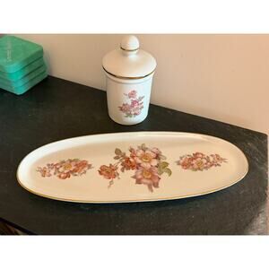 Antique Gerold Porzellan Tettau Bavaria Serving Tray & Jar Wild Rose